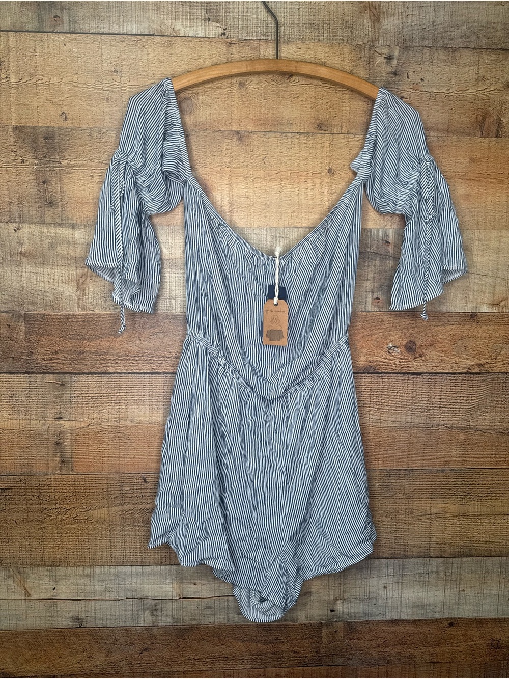 American Eagle Romper off the shoulder NWT striped festival M